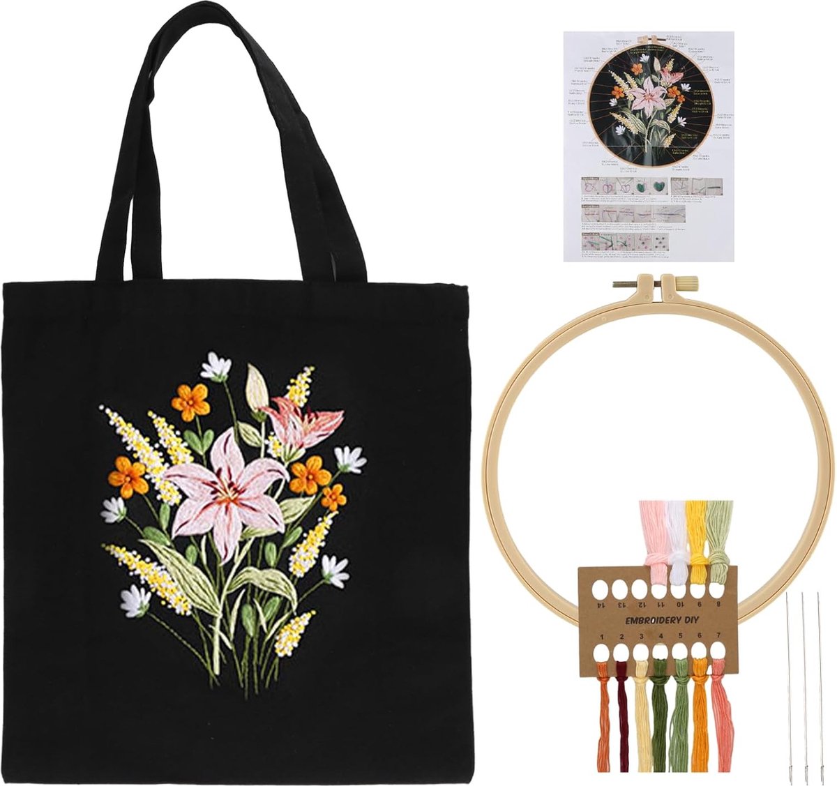 Complete borduurset voor beginners | Maak je eigen stijlvolle canvas tas