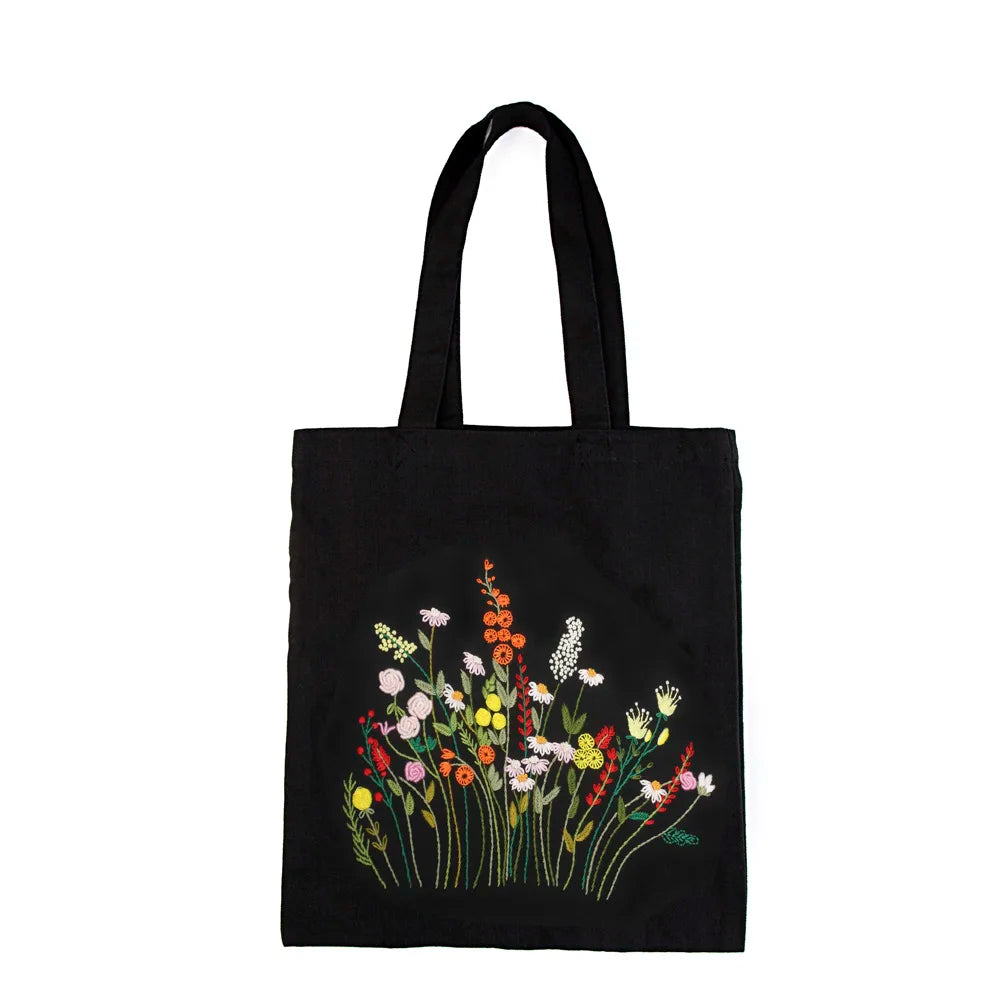 Zwarte tas - Wild bloemen